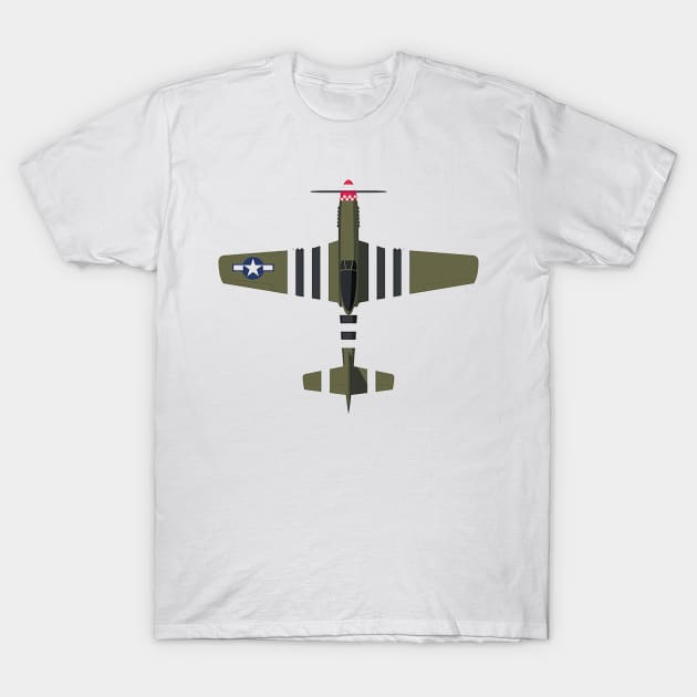 Olive Green P51 Mustang 2D plane T-Shirt by Cloutshop